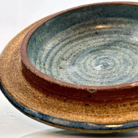 HANDMADE Stoneware Pottery Art | Turquoise Ceramic Lidded Bowl - Picture 4 of 10